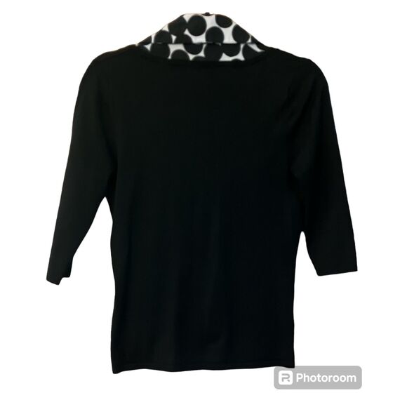 August Silk faux blouse and cardigan layered look 3/4 sleeve knit pullover - Picture 2 of 8